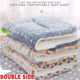 Reusable Bed Pet Cat Bed Dog Bed Thickened Pet Soft Fleece Pad Blanket Bed Mat Cushion Home Portable Washable Rug Keep Warm (Color: Blue Stars, size: SIZE L)