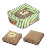 Touchdog Neutral-Striped Ultra-Plush Easy Wash Squared Designer Dog Bed